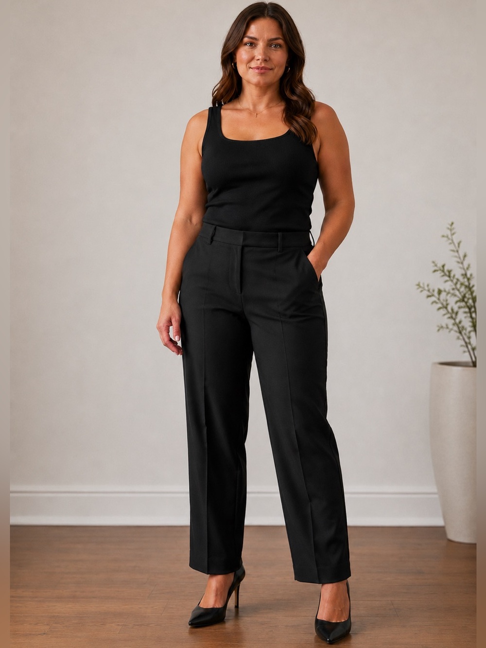 Women’s Black Dress Pants - Classic Straight Fit